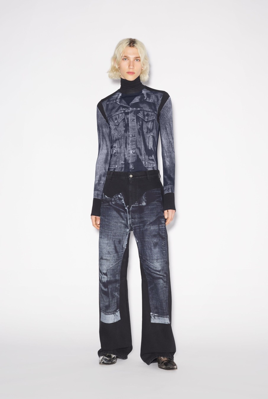 Denim Jean Paul Gaultier | The Black Trompe L'Oeil Denim Jeans For Him