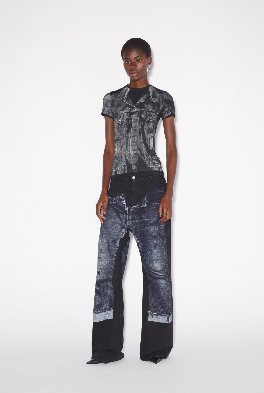 Denim Jean Paul Gaultier | The Black Denim Trompe L'Oeil T-Shirt