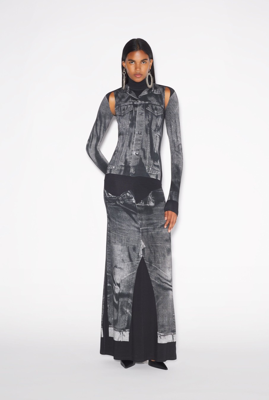 Denim Jean Paul Gaultier | The Long Black Denim Trompe L'Oeil Dress