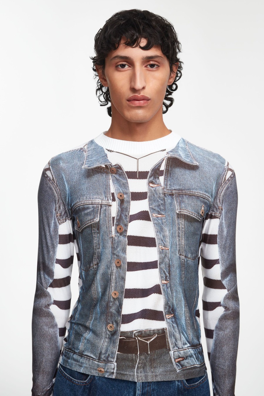 Jpg X Y/Project Jean Paul Gaultier | The Blue Trompe-L'Oeil Denim Jacket Top