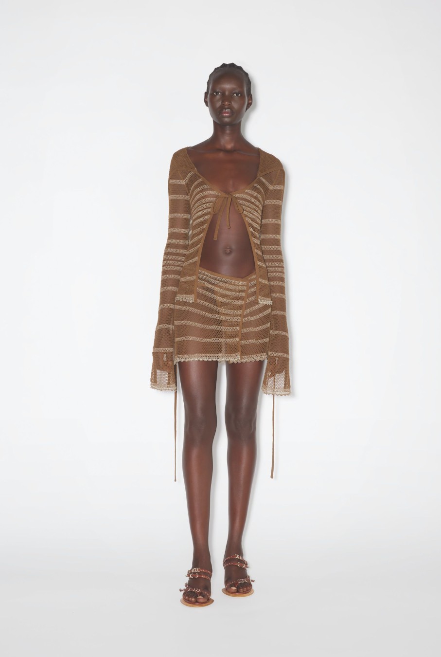 Jpg X Knwls Jean Paul Gaultier | The Striped Brown Pointelle Skirt