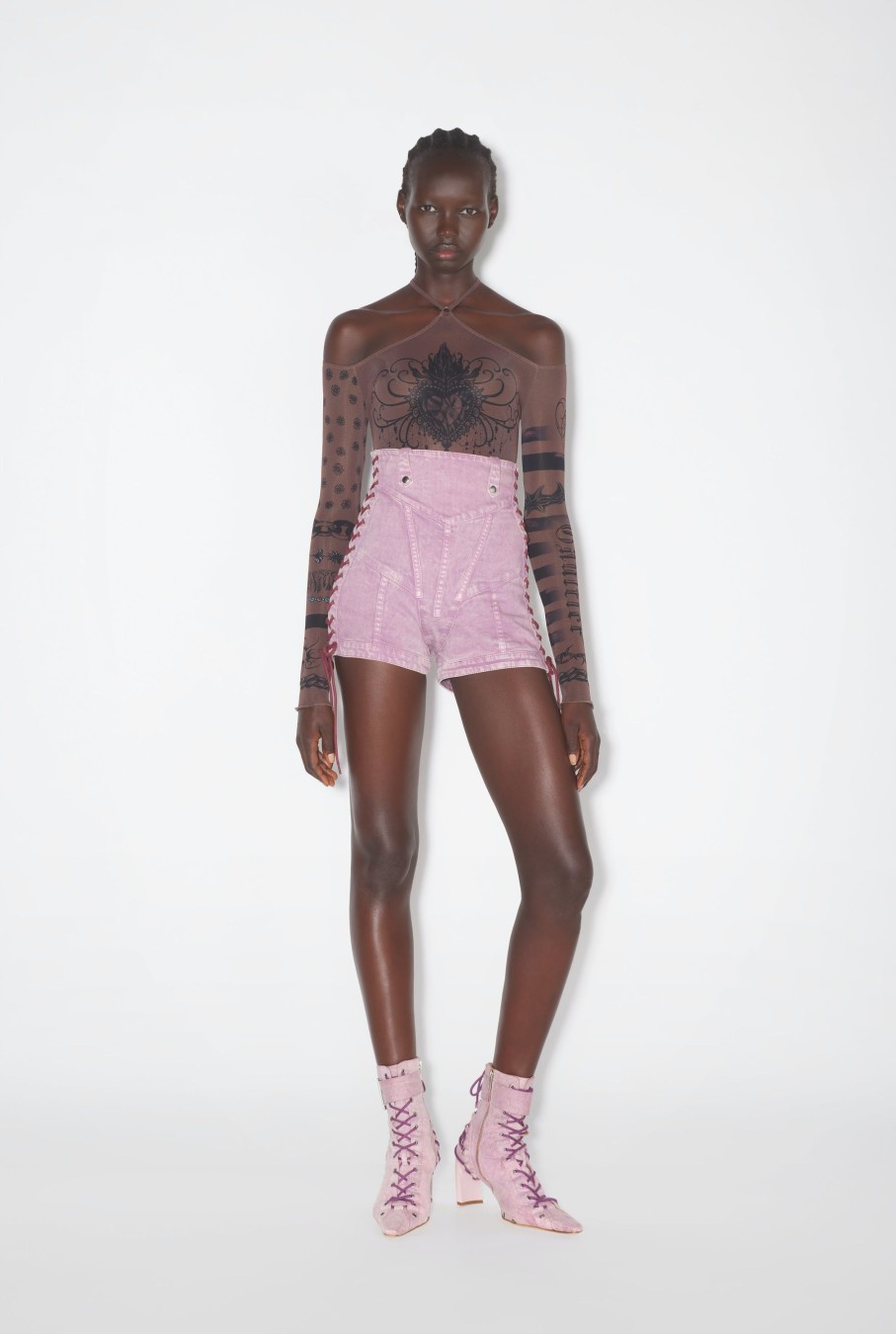 Jpg X Knwls Jean Paul Gaultier | The Lilac Denim Corset Mini Shorts