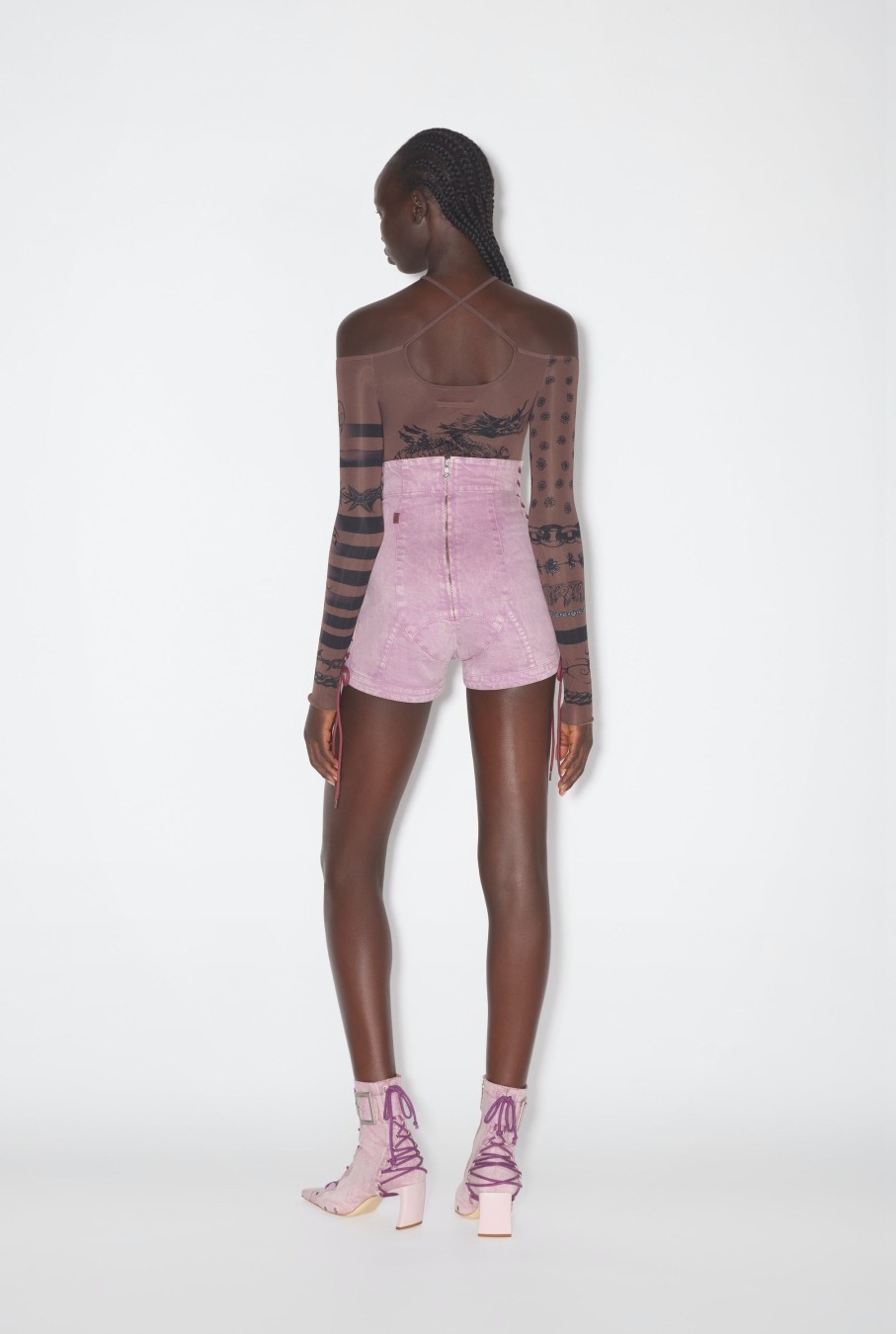 Jpg X Knwls Jean Paul Gaultier | The Lilac Denim Corset Mini Shorts