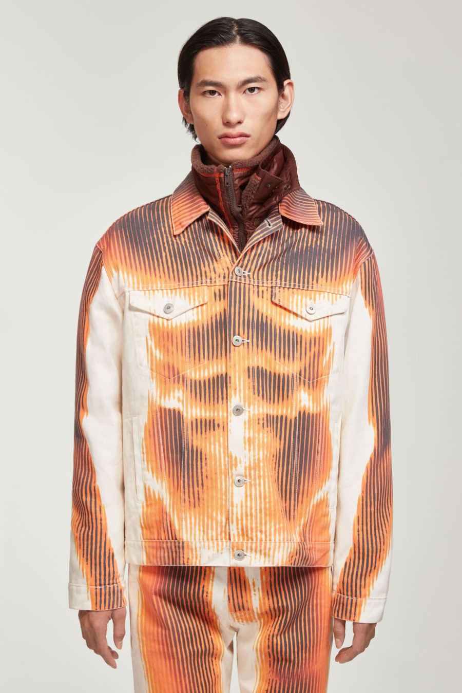 Jpg X Y/Project Jean Paul Gaultier | The White & Orange Body Morph Denim Jacket