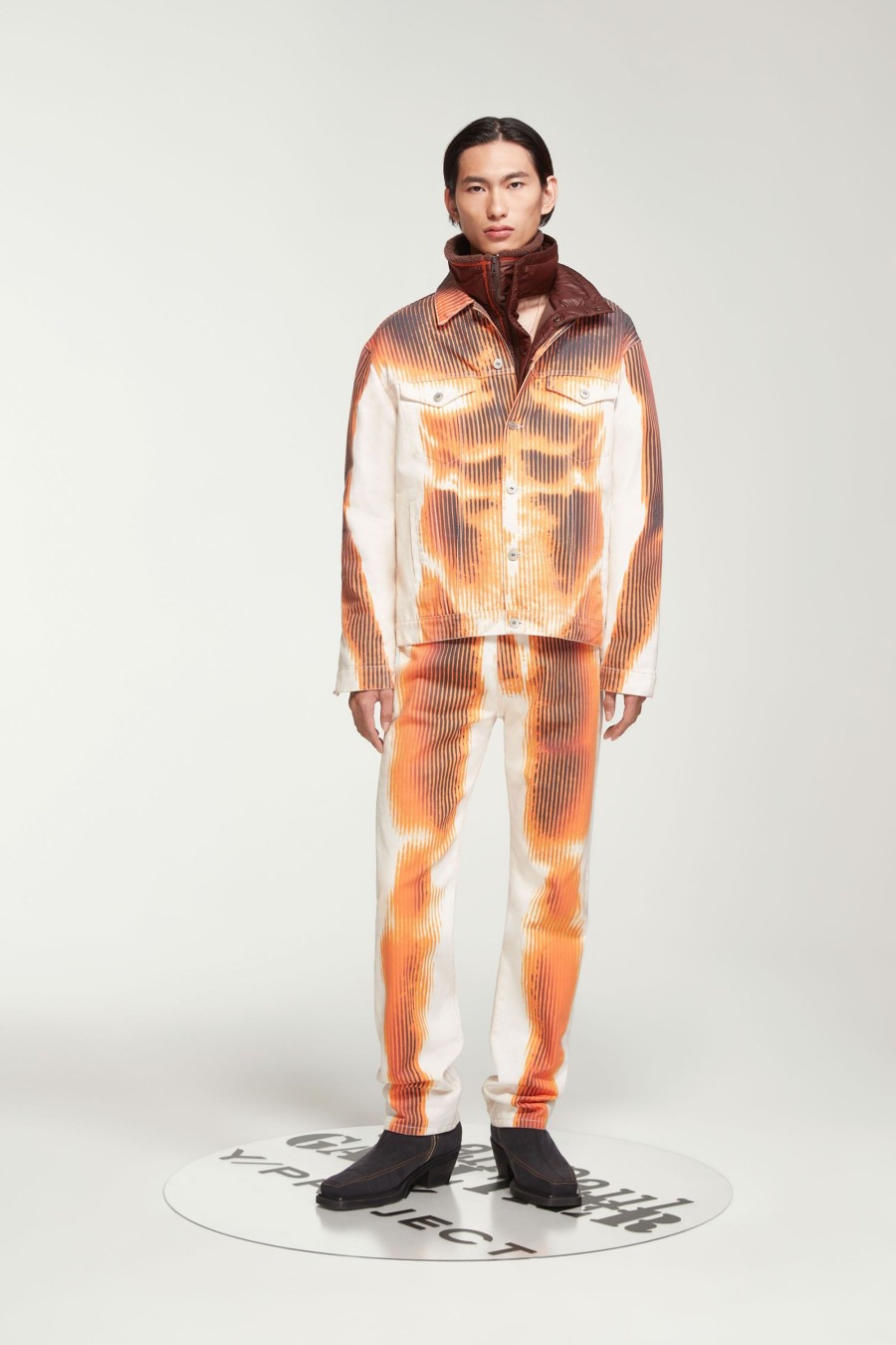 Jpg X Y/Project Jean Paul Gaultier | The White & Orange Body Morph Denim Jacket