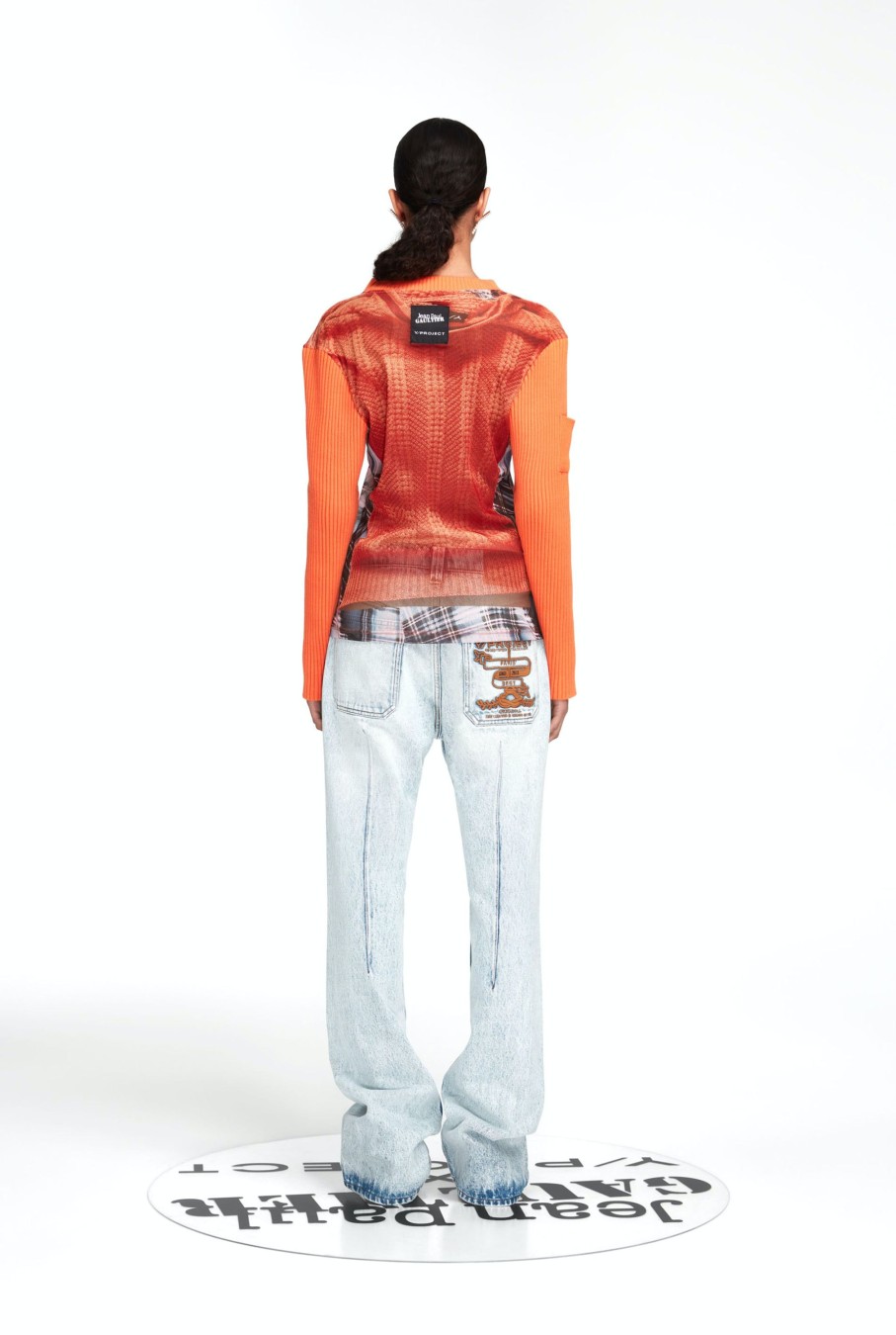 Jpg X Y/Project Jean Paul Gaultier | The Orange Trompe-L'Oeil Ruffle Cardigan Top