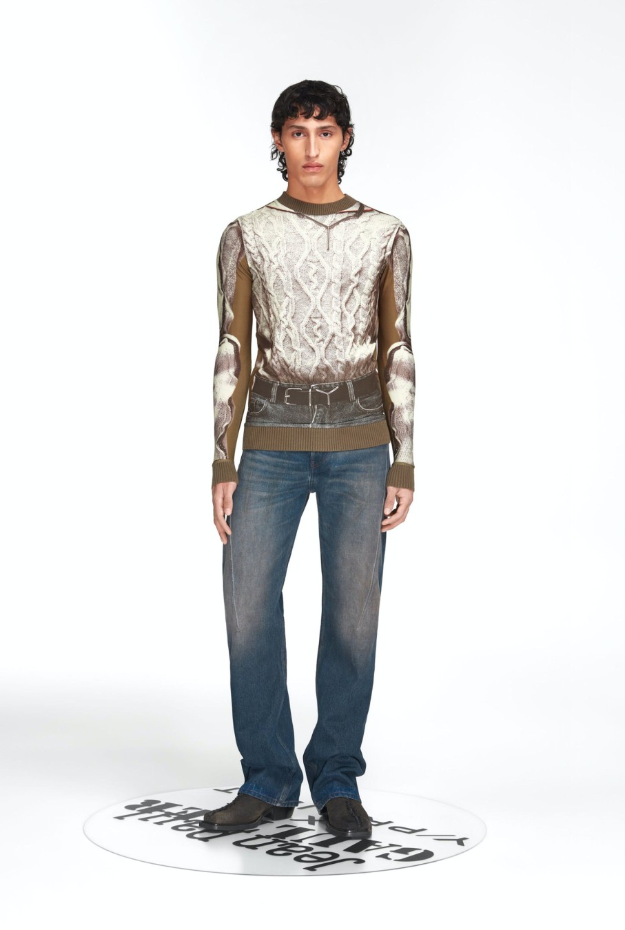 Jpg X Y/Project Jean Paul Gaultier | The Khaki Trompe-L'Oeil Cable Knit Top