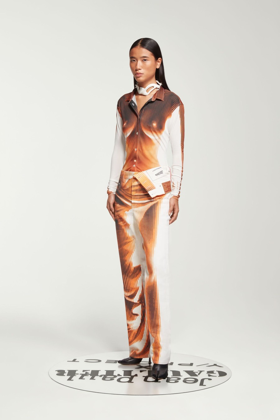 Jpg X Y/Project Jean Paul Gaultier | The White & Orange Body Morph Asymmetric Denim