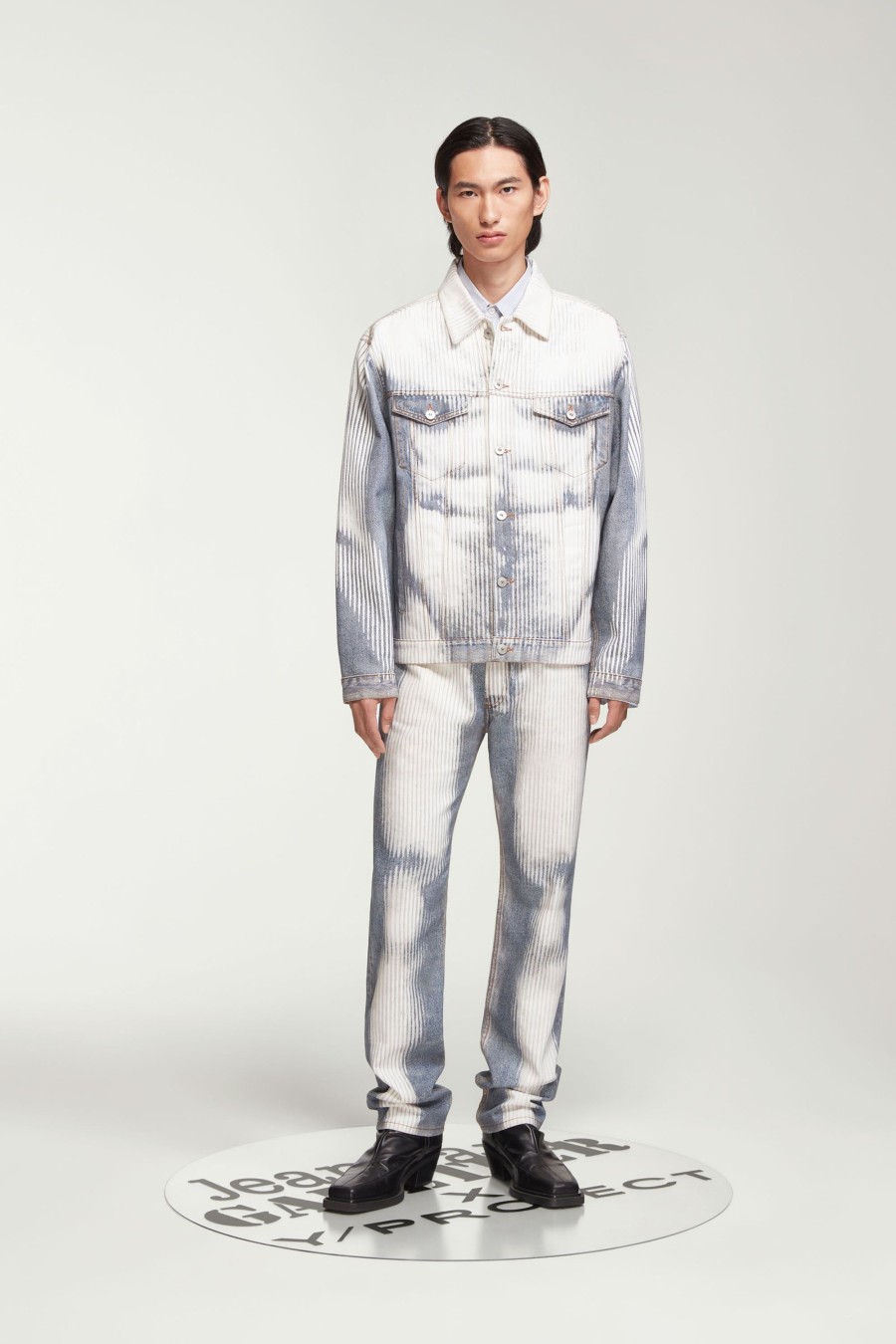 Jpg X Y/Project Jean Paul Gaultier | The Blue & White Body Morph Denim Jacket