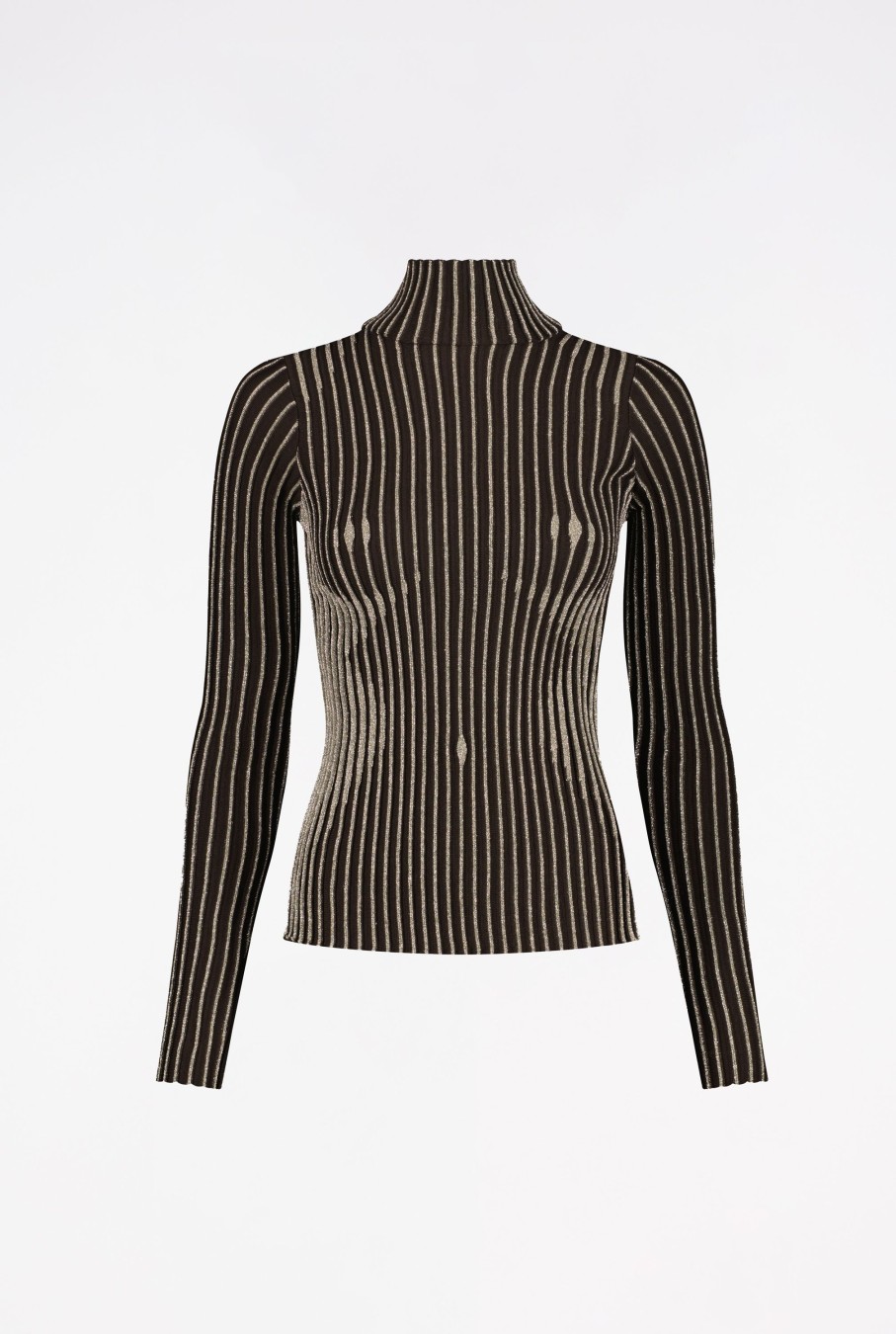 Knitwear Jean Paul Gaultier | The Brown Lurex Trompe-L'Oeil Top For Her