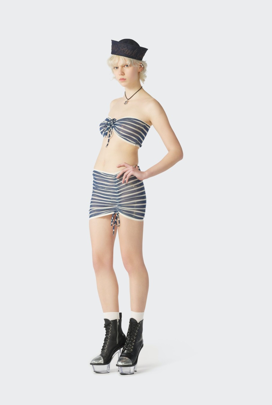 Dress Like Jean Paul Jean Paul Gaultier | The Blue "Crackling" Sailor Mini Skirt