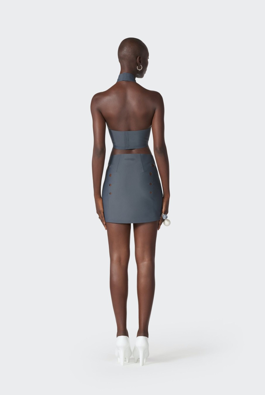 Cyber Jean Paul Gaultier | The Dark Grey Perforated Mini Skirt