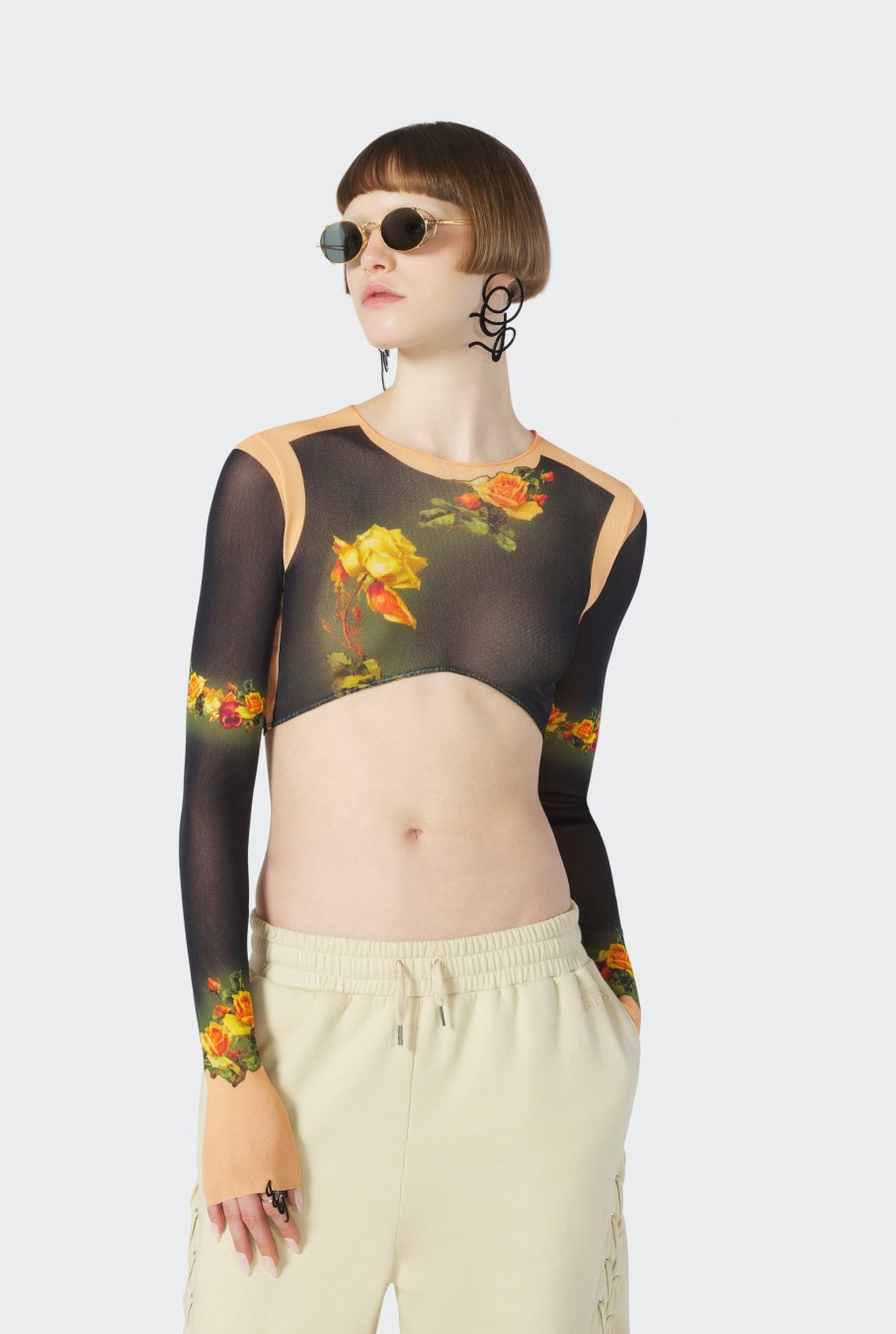 Flowers Jean Paul Gaultier | The Beige "Fleurs Petit Grand" Crop Top