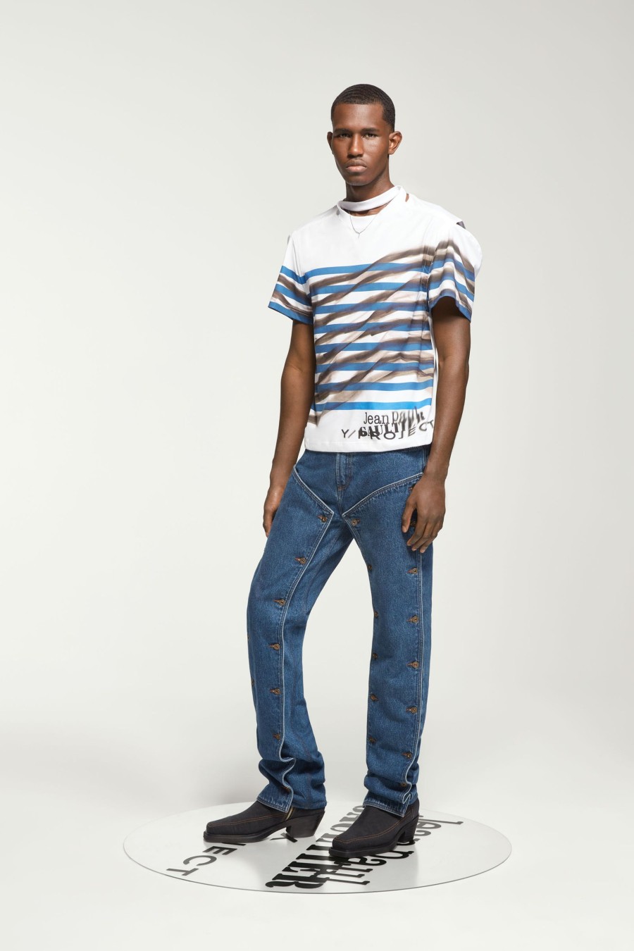 Jpg X Y/Project Jean Paul Gaultier | The White & Blue Mariniere T-Shirt