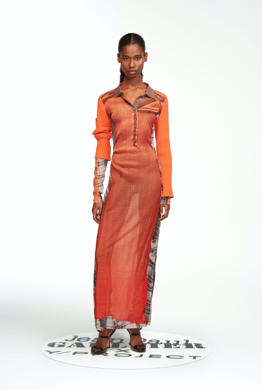 Jpg X Y/Project Jean Paul Gaultier | The Orange Trompe-L'Oeil Ruffle Neck Knit Dress