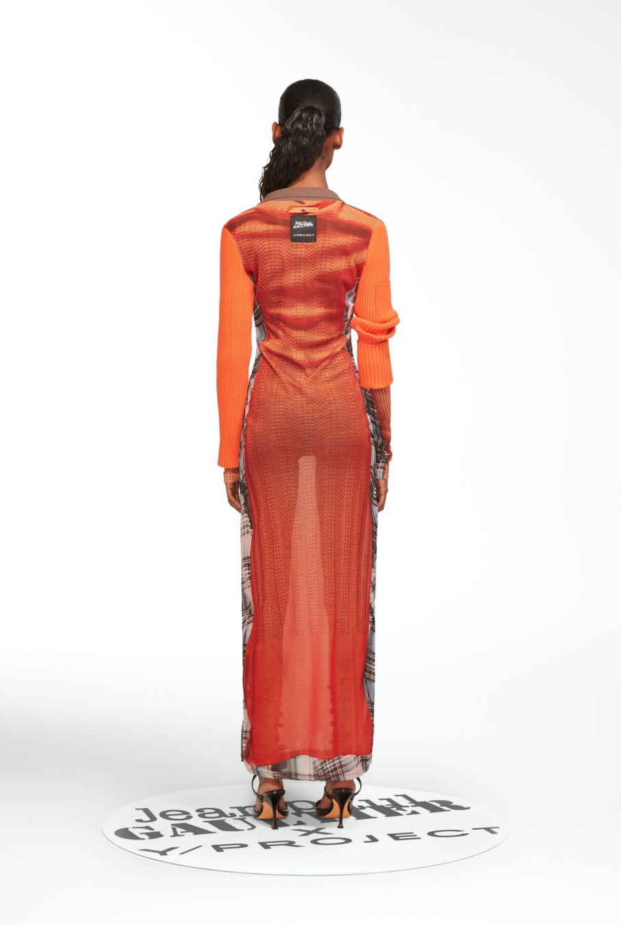 Jpg X Y/Project Jean Paul Gaultier | The Orange Trompe-L'Oeil Ruffle Neck Knit Dress