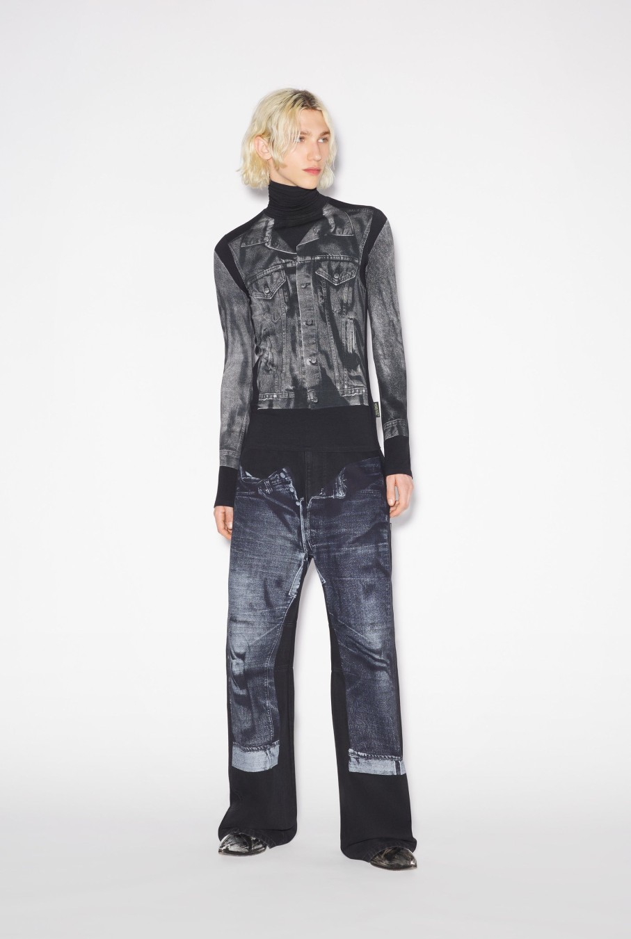 Denim Jean Paul Gaultier | The Black Denim Trompe L'Oeil Top