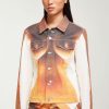 Jpg X Y/Project Jean Paul Gaultier | The White & Orange Body Morph Fitted Denim Jacket