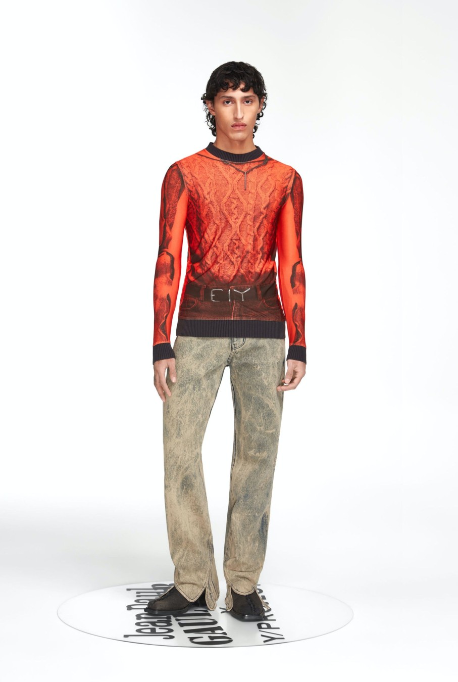 Jpg X Y/Project Jean Paul Gaultier | The Orange Trompe-L'Oeil Cable Knit Top