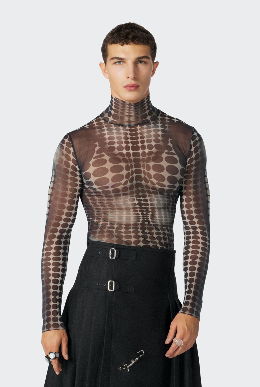 Cyber Jean Paul Gaultier | Exclusive - The Black & White Dots Print Mesh Top