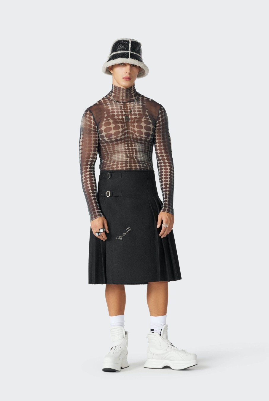 Cyber Jean Paul Gaultier | Exclusive - The Black & White Dots Print Mesh Top