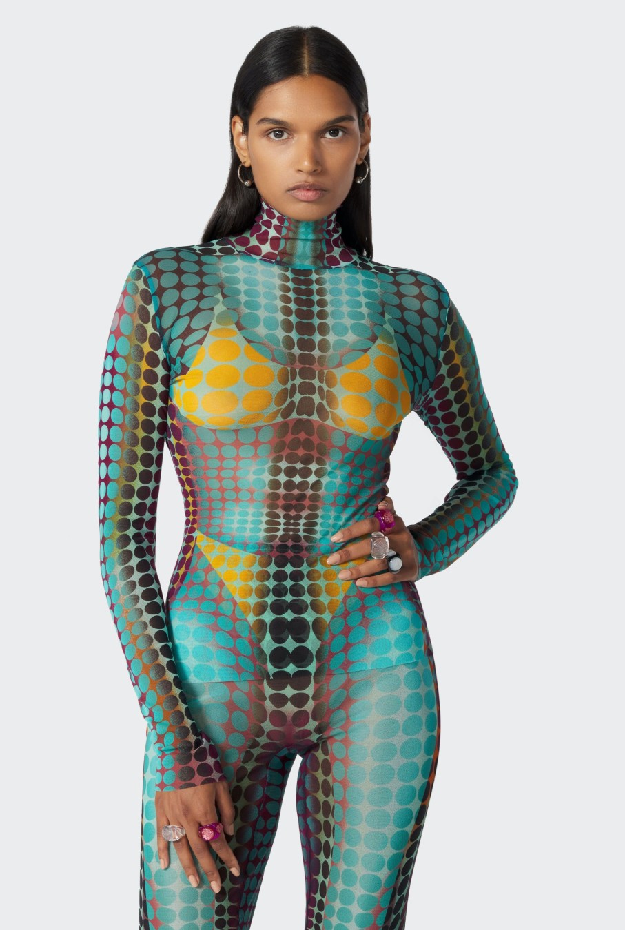 Cyber Jean Paul Gaultier | The Blue Dots Print Mesh Top