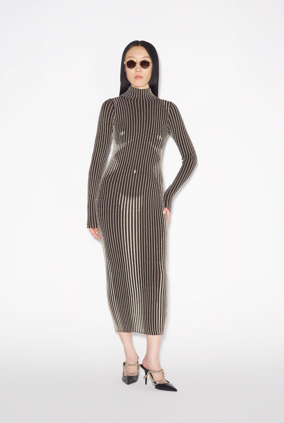 Dresses And Skirts Jean Paul Gaultier | The Brown Lurex Trompe L'Oeil Dress