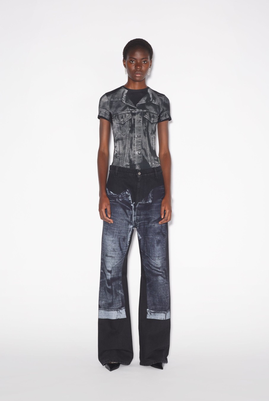 Denim Jean Paul Gaultier | The Black Denim Trompe L'Oeil Jeans For Her