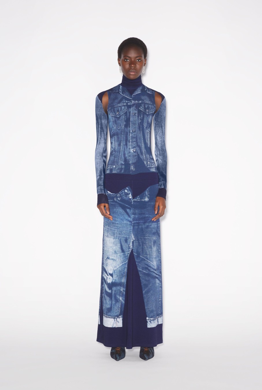 Denim Jean Paul Gaultier | The Long Blue Denim Trompe L'Oeil Dress