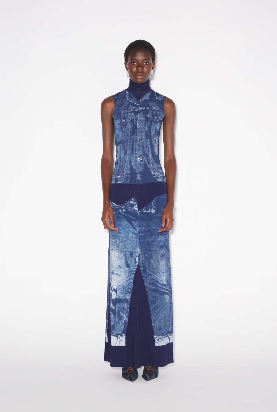 Denim Jean Paul Gaultier | The Long Blue Denim Trompe L'Oeil Dress