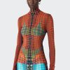 Cyber Jean Paul Gaultier | The Orange Dots Print Mesh Top