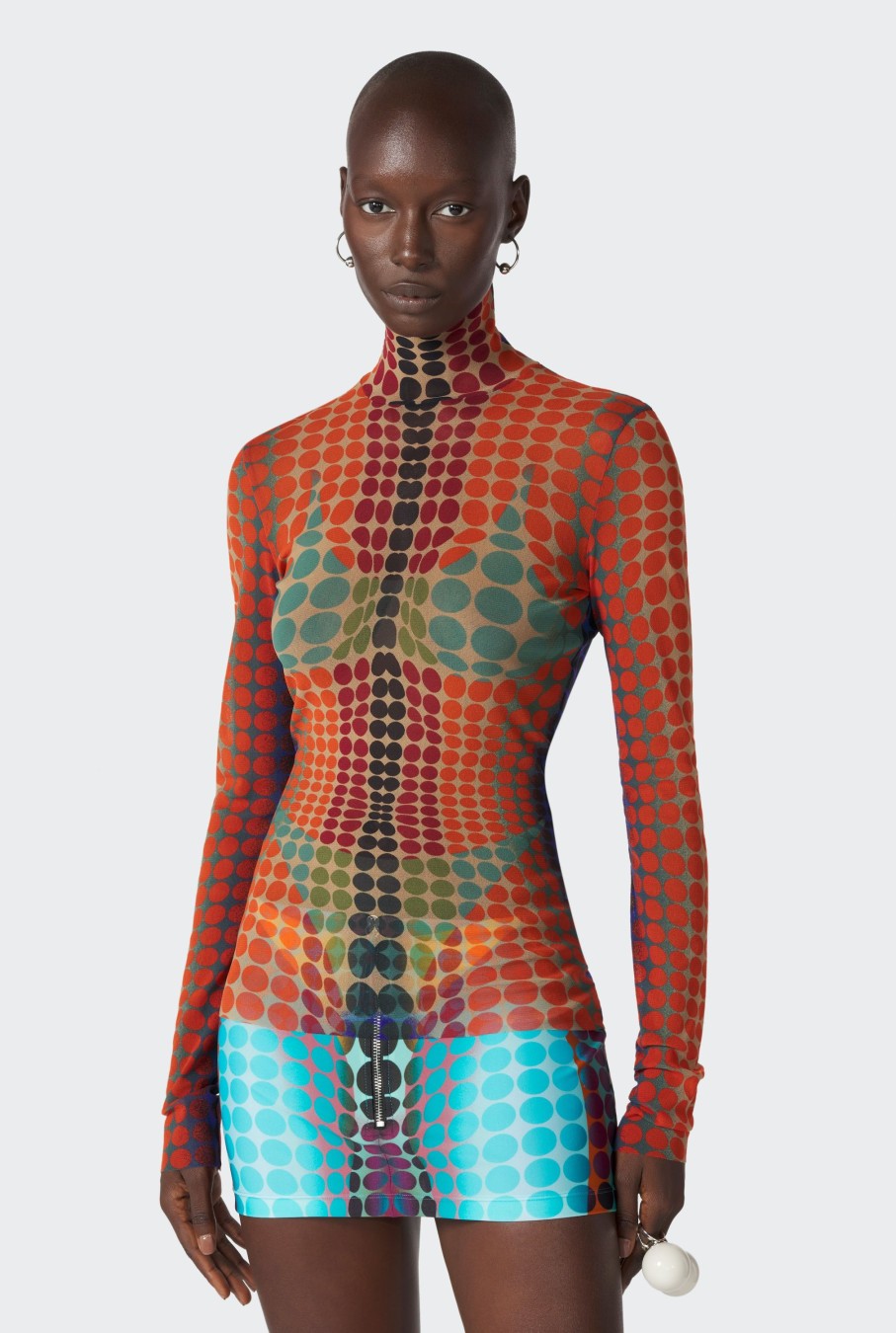 Cyber Jean Paul Gaultier | The Orange Dots Print Mesh Top