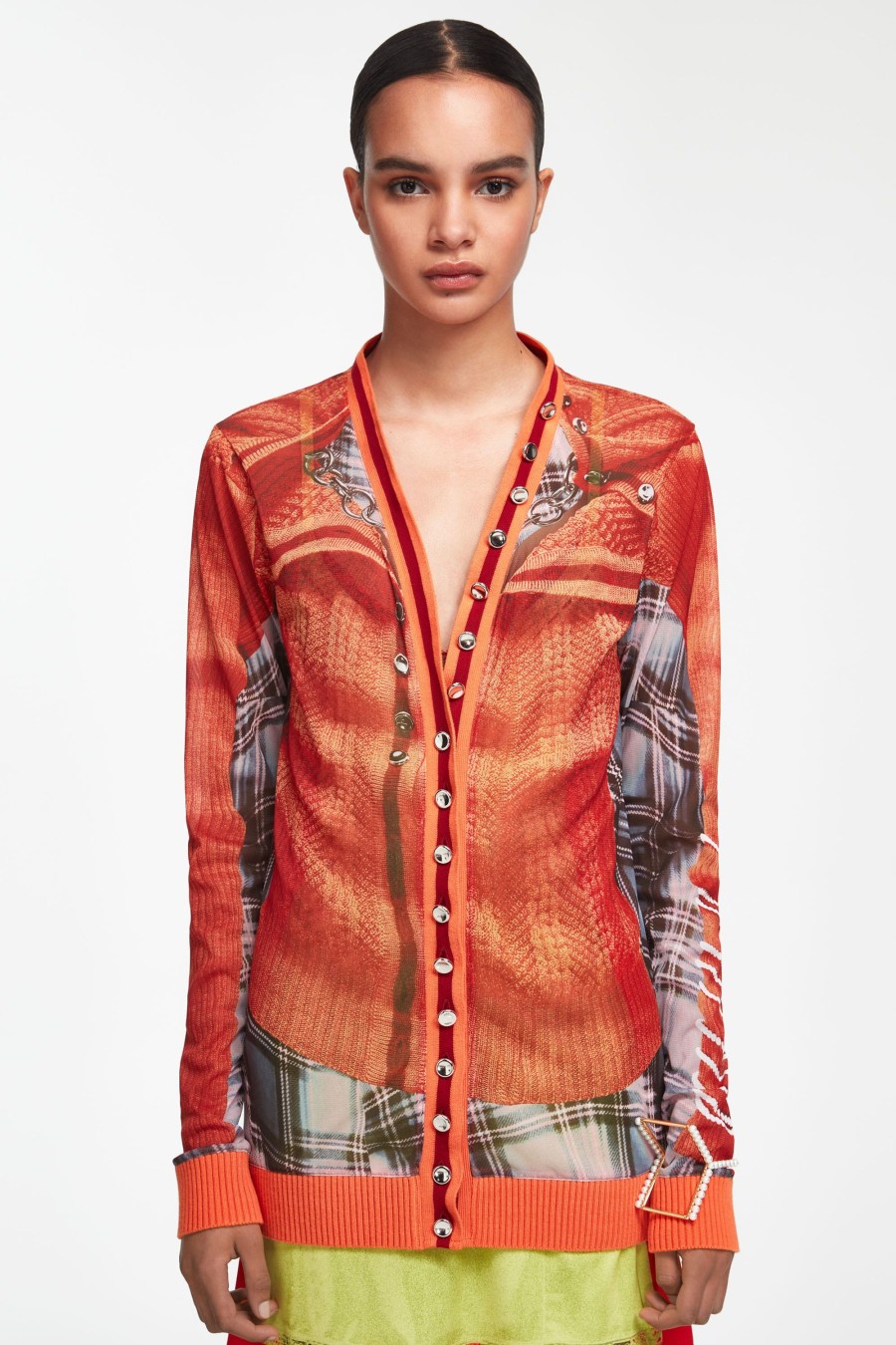 Jpg X Y/Project Jean Paul Gaultier | The Orange Trompe-L'Oeil Cardigan