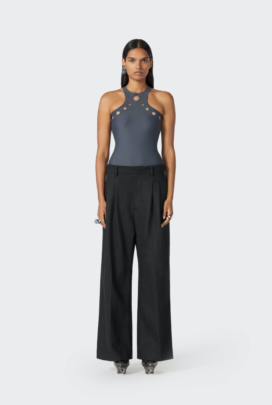 Cyber Jean Paul Gaultier | The Dark Grey Perforated Tank Top