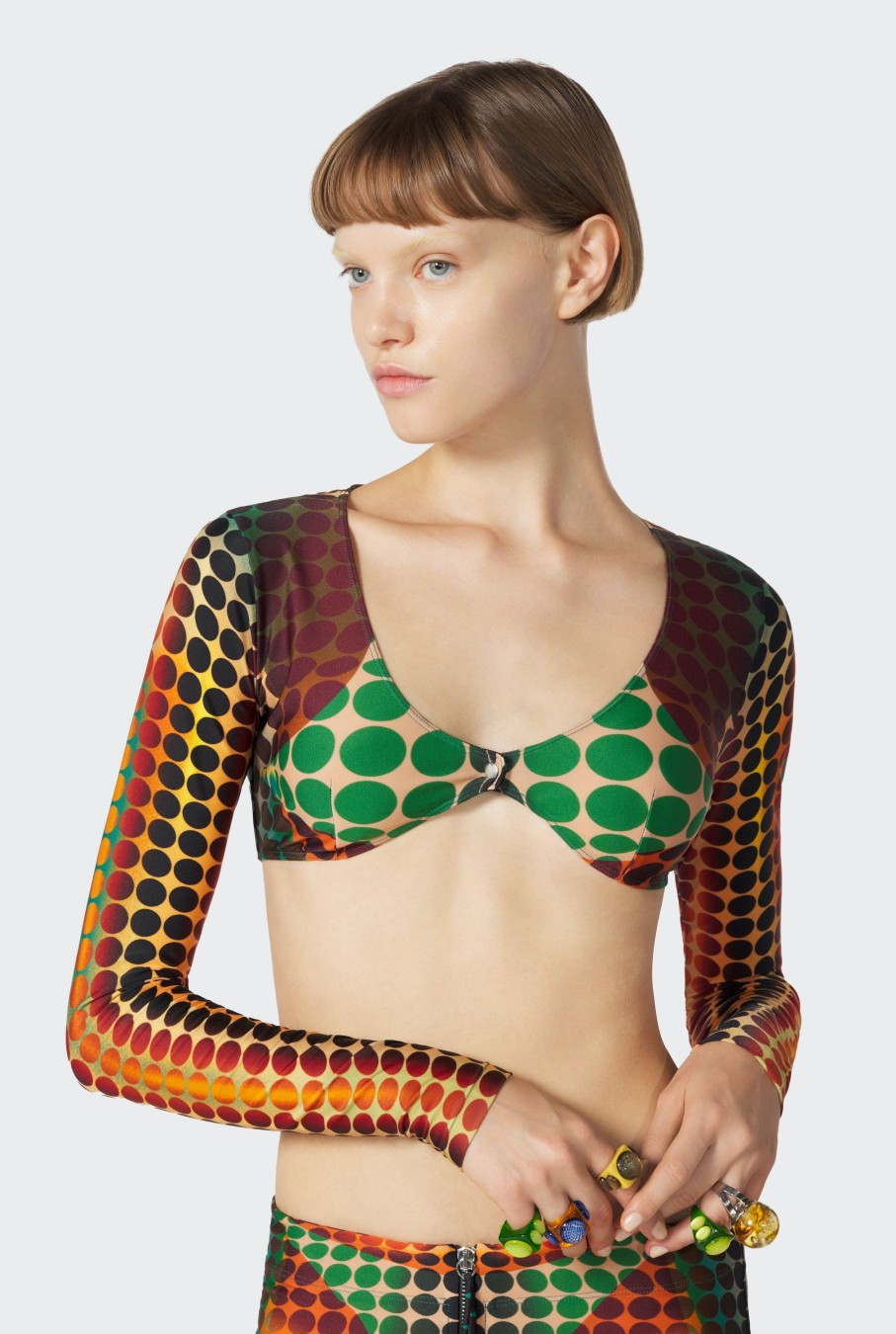 Cyber Jean Paul Gaultier | The Brown Dots Print Crop Top