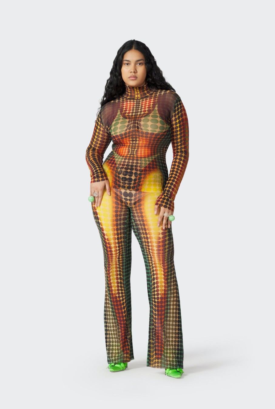 Cyber Jean Paul Gaultier | The Brown Dots Print Mesh Top